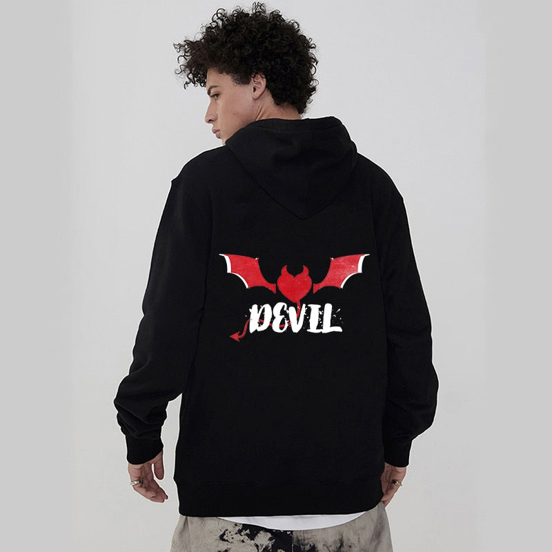 Angel and Demon Hoodies Matching Couple Hoodie Set His & Hers Hoodies Black Hoodies for Boyfriends Girlfriends