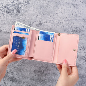 New Women&#39;s Wallet Cute Cat Short Wallet Leather Small Purse Girls Money Bag Card Holder Ladies Female Hasp 2022 Fashion