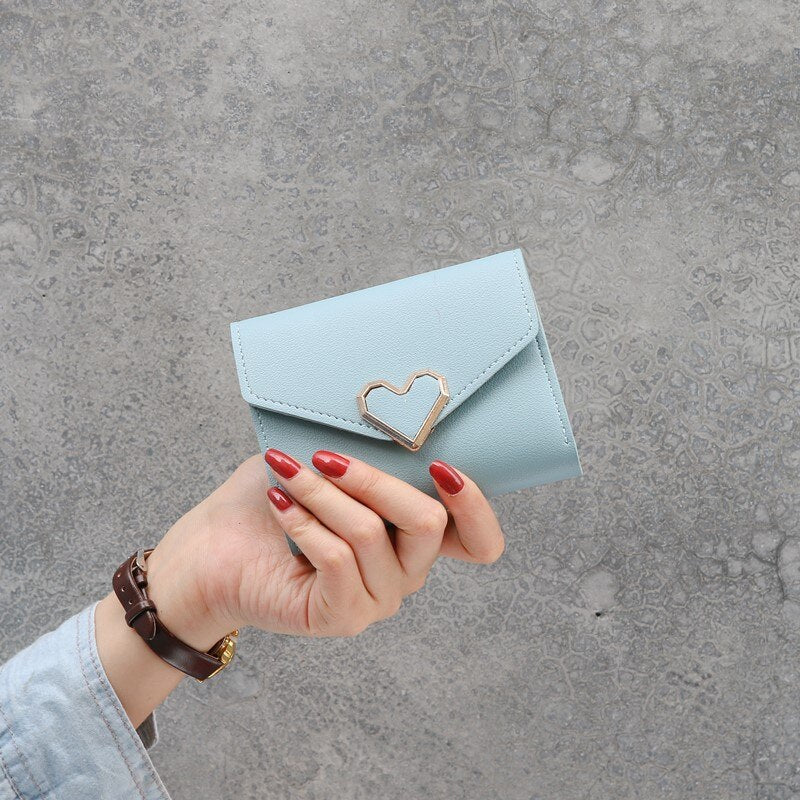 2022 New Short Women Wallets Free Name Engraving Kpop Heart-Shaped Cute Small Women&#39;s Wallet PU Leather Slim Simple Female Purse
