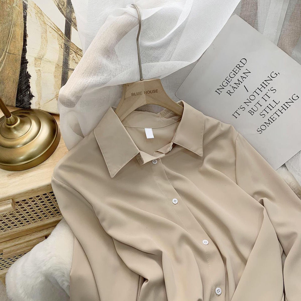 XEJ Chiffon Blouse Women&#39;s White LongSleeve Tops Spring 2022 Korean Fashion Shirt Solid Color Niche Loose Shirt Women Plus Sizes