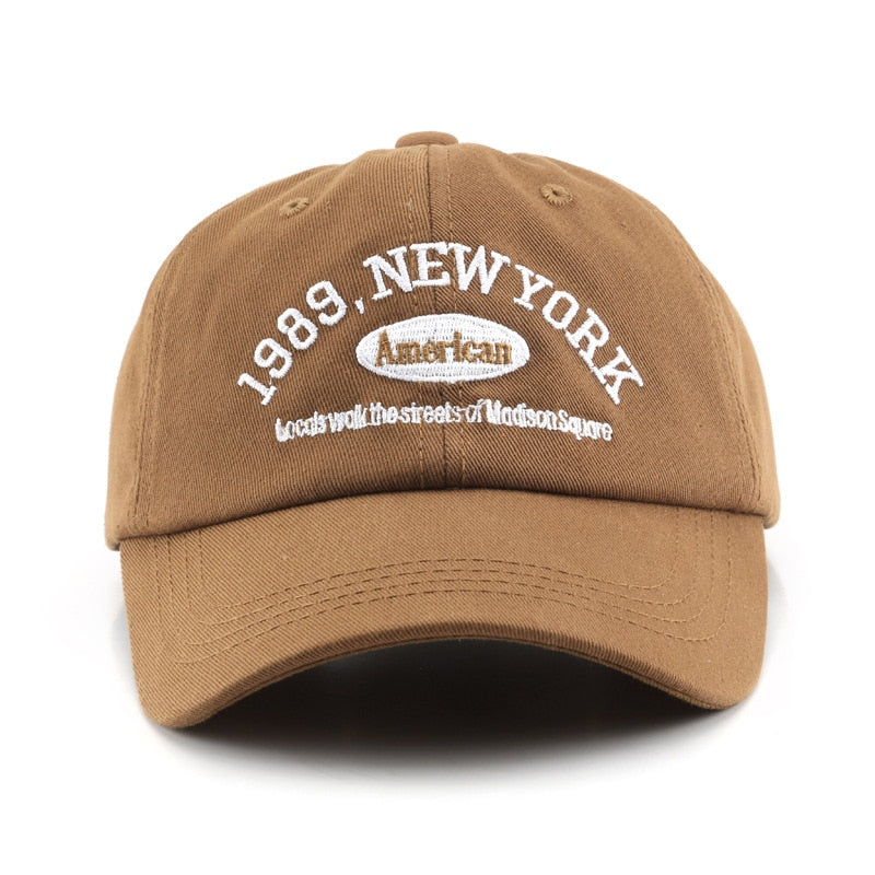 Men and Woman&#39;s Baseball Caps Adjustable Casual Embroidered 1989 New York American Cotton Sun Hats Unisex Solid Color Visor Hats