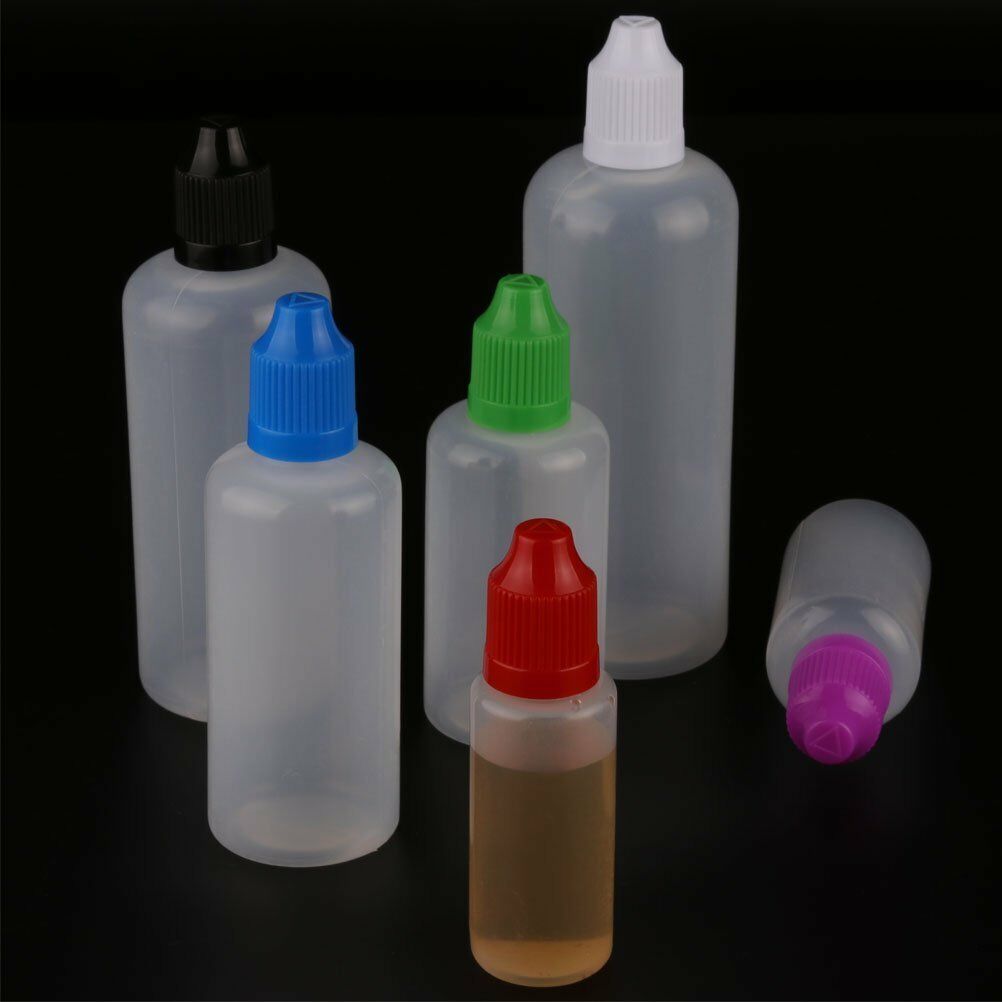 20pcs 5ml/10ml/15ml/20ml/30ml/50ml/100ml/120ml Empty LDPE Plastic E Liquid Juice Dropper Eye Bottles Long Tip Cap Vape Container