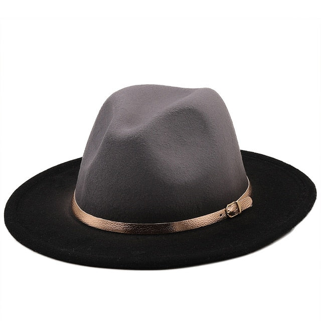 men fedora unisex solid color fedora hat women&#39;s 21-color wide brim jazz top hat autumn winter British retro Panama hat