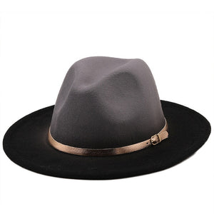 men fedora unisex solid color fedora hat women&#39;s 21-color wide brim jazz top hat autumn winter British retro Panama hat