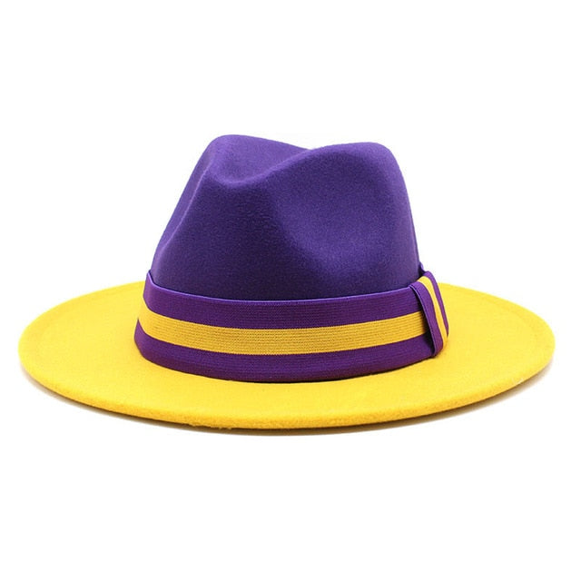 men fedora unisex solid color fedora hat women&#39;s 21-color wide brim jazz top hat autumn winter British retro Panama hat