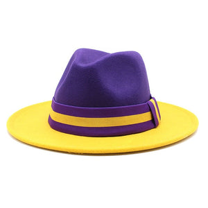 men fedora unisex solid color fedora hat women&#39;s 21-color wide brim jazz top hat autumn winter British retro Panama hat