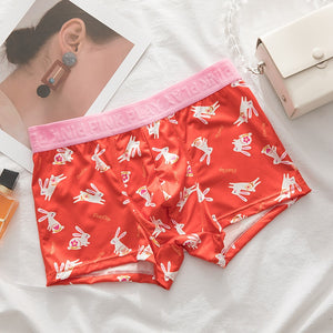New Arrival Couple Underwear Cute Low Waist Thong Sexy Underwear Breathable Comfortable Men Boxer G String Boyfriend Girlfriend