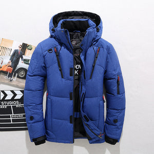 Men&#39;s White Duck Down Jacket Warm Hooded Thick Puffer Jacket Coat Male Casual High Quality Overcoat Thermal Winter Parka Men