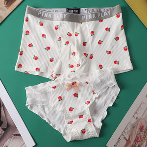 Cute Couple Underwear Set Men Boxer Shorts Loli Lace Panties Thread Cotton Panty Panties Cozy Lingerie Lovers Underwear Lingerie