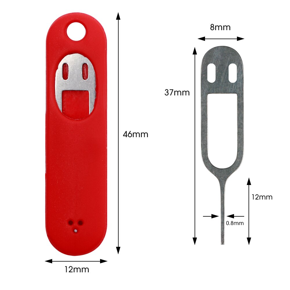 5pcs SIM Card Removal Needle Pin & Anti-lost Tray Charm Keychain Split Rings Phone SIM Card Storage Case Ejecter Tool Needles