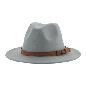 Fedora Hats for Women Men Wide Brim Solid Women Hats Band Belt Classic Formal Dress Khaki Black Winter Hats Sombreros De Mujer