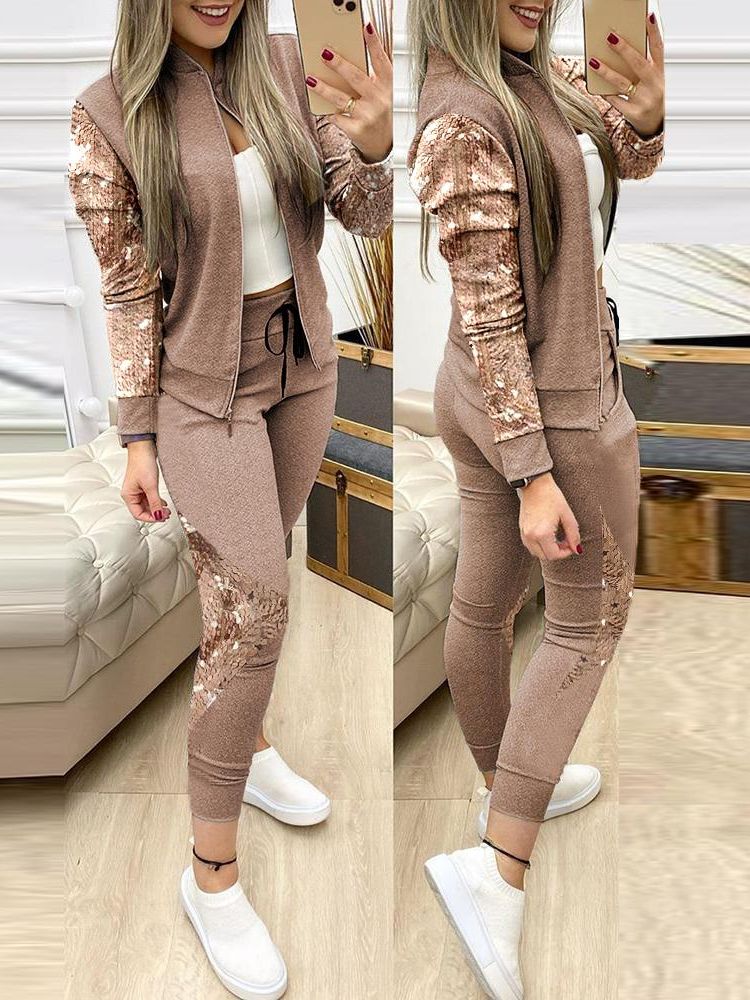 2022 Women Two Piece Set Outfits Autumn Women's Tracksuit Zipper Top And Pants Casual Sport Suit Winter 2 Piece Woman Set