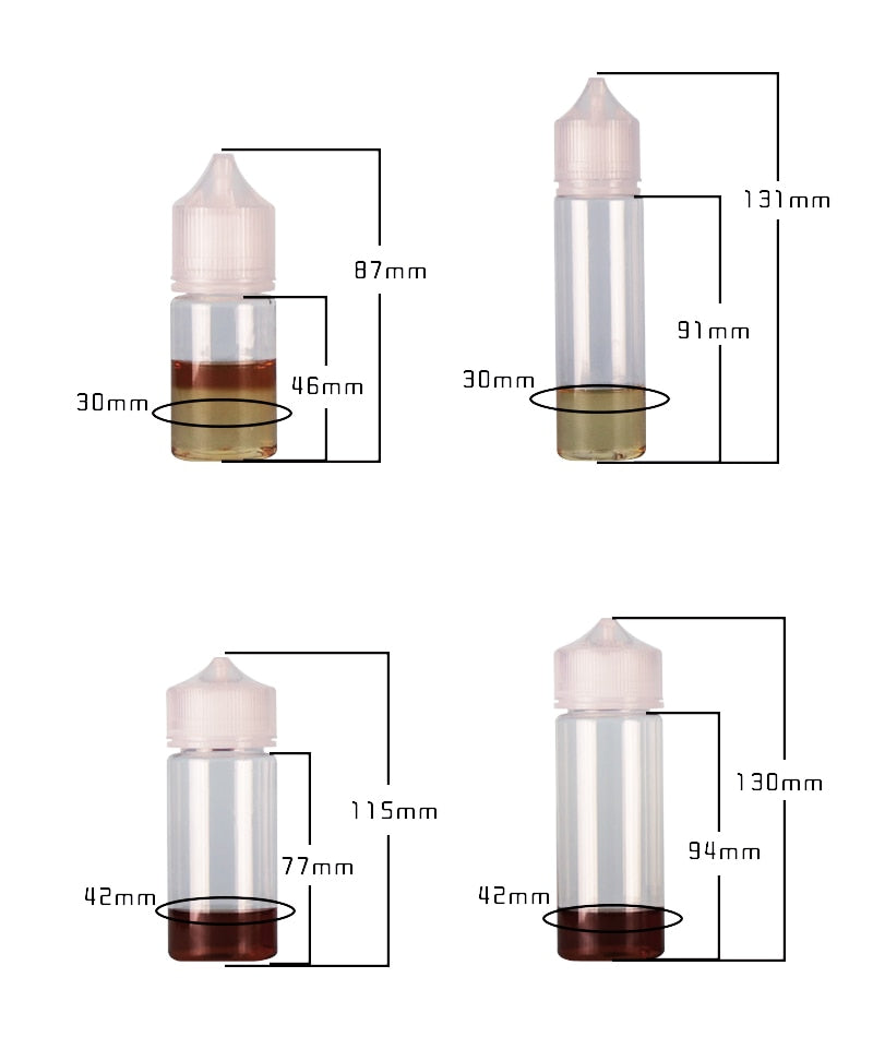 5PCS X 30ML 60ML 100ML 120ML PET Empty Plastic e Liquid Juice Oil Fat Vape Dropper Bottles Jars Clear Containers CRC Caps Tips