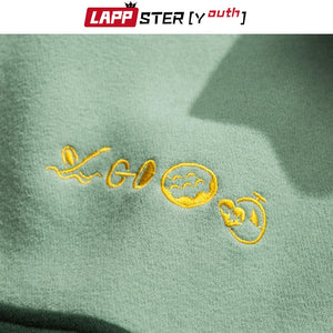 LAPPSTER-Youth Harajuku Patchwork Turtleneck Hoodies 2022 Pullover Mens Color Block Korean Fleece Sweatshirts Streetwear Clothes