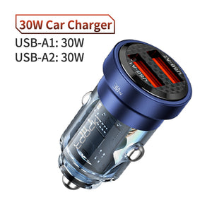 Toocki Type C Car Charger 45W Quick Charge4.0 QC3.0 SCP 5A PD Fast Charging USB C Car Phone Charger For iPhone Xiaomi Samsung