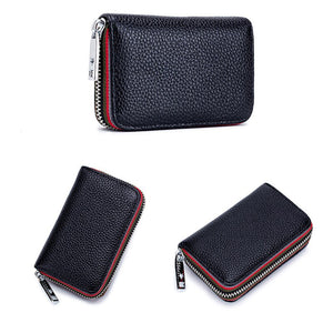 2023 New Fashion Women&#39;s Card Bag Genuine Leather Men Credit Card Holder Rfid Wallet Female Change Organizer Small Purse Zipper