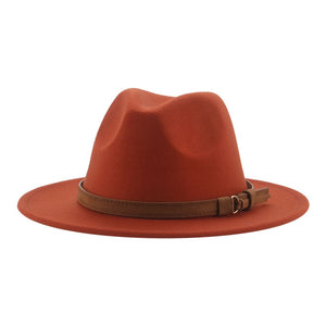 Fedora Hats for Women Men Wide Brim Solid Women Hats Band Belt Classic Formal Dress Khaki Black Winter Hats Sombreros De Mujer