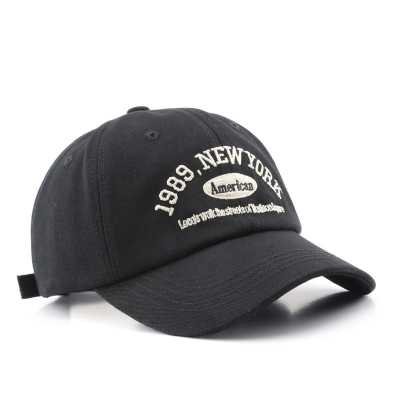 Men and Woman&#39;s Baseball Caps Adjustable Casual Embroidered 1989 New York American Cotton Sun Hats Unisex Solid Color Visor Hats
