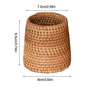 Handmade Rattan Storage Box Cosmetic Pen Holder Tea Ceremony Accessories Tableware Storage Decoration Household Storage Basket