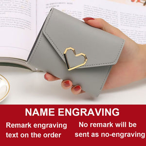 2022 New Short Women Wallets Free Name Engraving Kpop Heart-Shaped Cute Small Women&#39;s Wallet PU Leather Slim Simple Female Purse