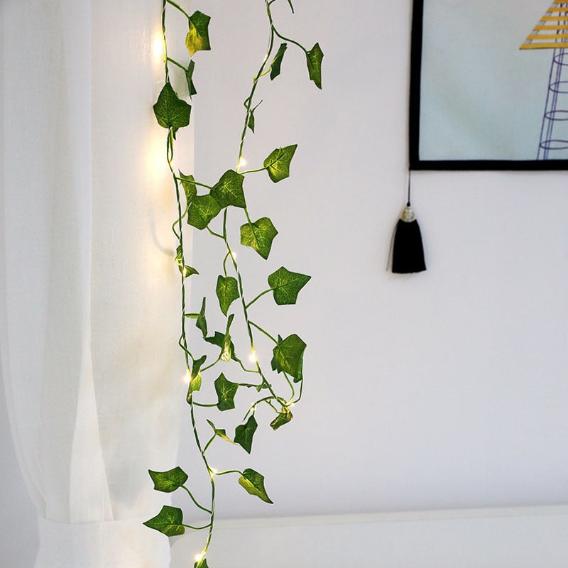 Outdoor Wedding Decoration LED Leaf Twine Fairy String Lights With Battery Operate For Rustic Holiday Party Event Decor Supplies