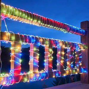 32m Solar Powered Rope Strip Lights Waterproof Tube Rope Garland Fairy Light Strings for Outdoor Indoor Garden Christmas Decor