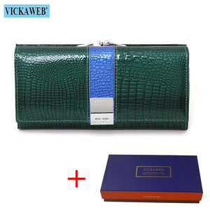 Free Gift 2022 New Diamonds Women&#39;s Patent Leather Wallet Long Fashion Patchwork Money Bag Ladies Purse Card Holder AE207-1