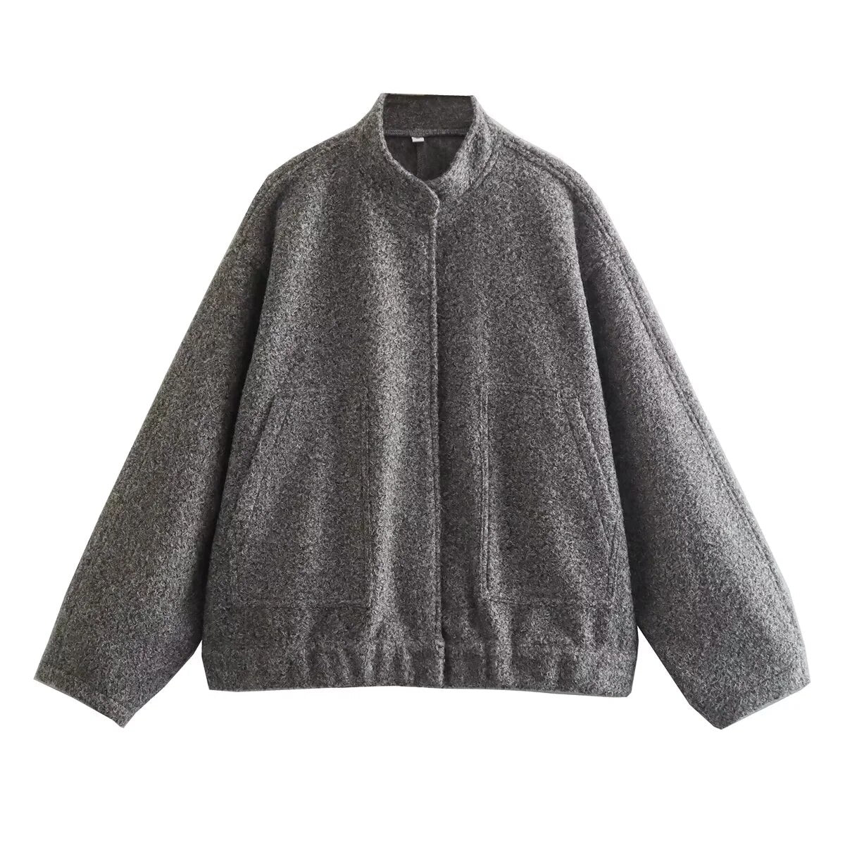 Bomber Jacket Women Zatr 2023 Women's Jackets Coat Bombers Women Green Woolen Jacket With Button Solid Chic Streetwear Top Coats