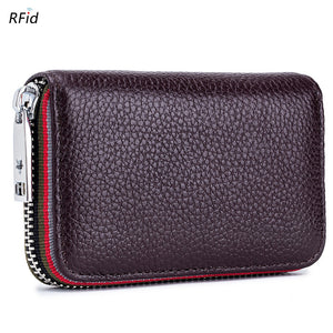 2023 New Fashion Women&#39;s Card Bag Genuine Leather Men Credit Card Holder Rfid Wallet Female Change Organizer Small Purse Zipper