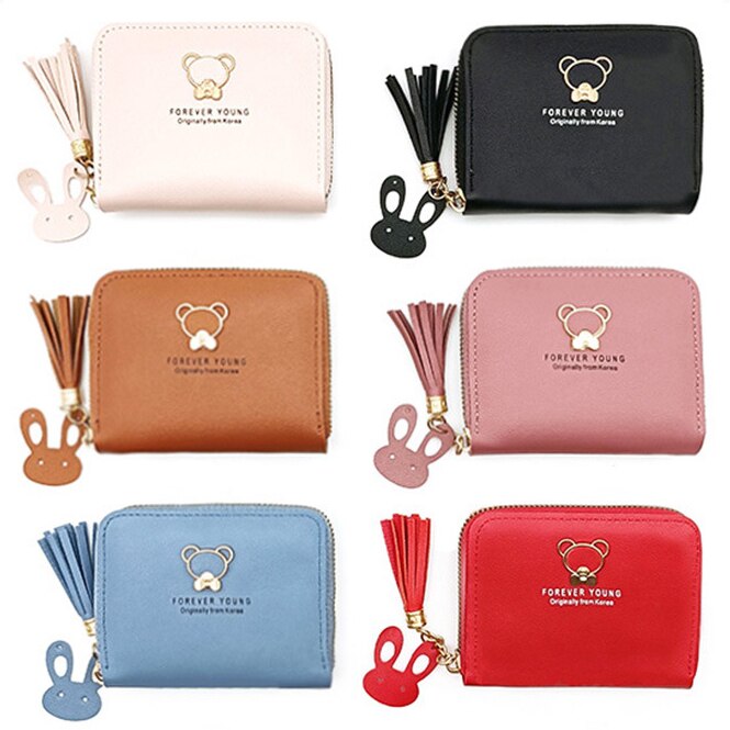 Little Bear Decoration Women's Wallet New Fashion Short Coin Purse Card Holder Small Ladies Wallet Female Hasp Mini Clutch