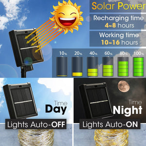 Solar String Fairy LED Lights 200m Christmas Lights Waterproof Outdoor Garland Solar Power Lamp Christmas For Garden Decoration.
