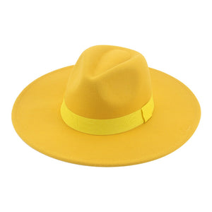 Fedora Hats for Women New 9.5cm Wide Brim Dress Men Caps Felted Hat Panama Church Wedding Ribbon Band Men Hat Sombreros De Mujer