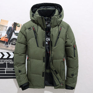 Men&#39;s White Duck Down Jacket Warm Hooded Thick Puffer Jacket Coat Male Casual High Quality Overcoat Thermal Winter Parka Men