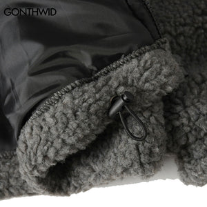 Hip Hop Winter Fleece Fluffy Jacket Streetwear Harajuku Fuzzy Zipper Coat Men Autumn Solid Color Lightweight Jackets Black Beige
