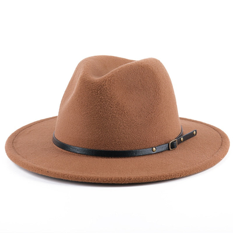 Fashion Wool Fedora Hat For Women Men Winter Autumn Church Jazz Hats Viking British Flat Brim Felt Hat Outdoor Casual Fedoras