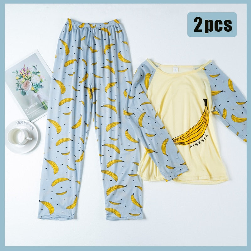 Pink Women&#39;s 7 Pieces Pajamas Sets Faux Silk Striped Pyjama Women Sleepwear Spring Summer Autumn Homewear Lounge Home Clothes