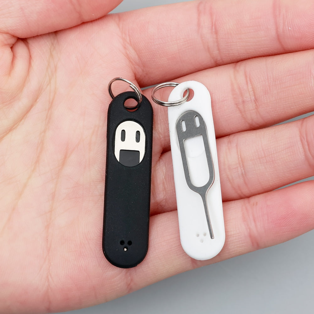 5pcs SIM Card Removal Needle Pin & Anti-lost Tray Charm Keychain Split Rings Phone SIM Card Storage Case Ejecter Tool Needles