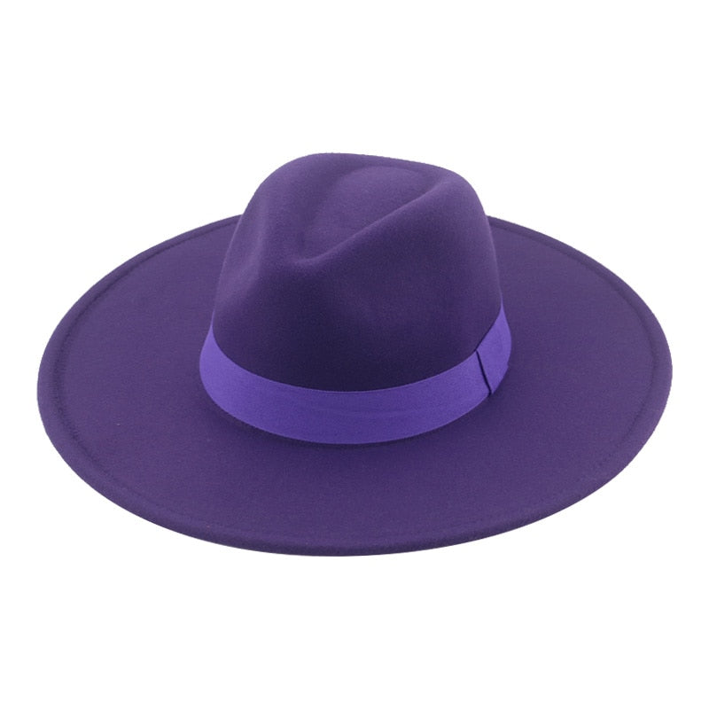 Fedora Hats for Women New 9.5cm Wide Brim Dress Men Caps Felted Hat Panama Church Wedding Ribbon Band Men Hat Sombreros De Mujer