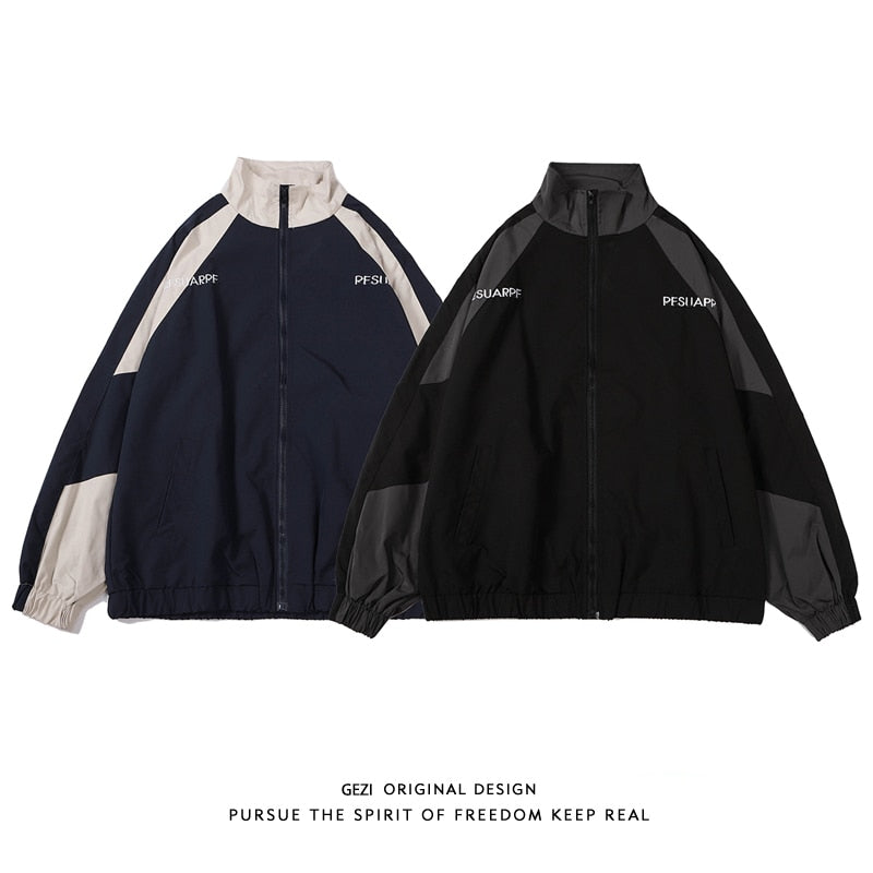 Hip Hop Varsity Jacket Men High Street Patchwork Color Block Windbreaker Coats Women Spring Autumn Thin Fashion College Jackets
