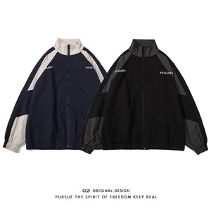Hip Hop Varsity Jacket Men High Street Patchwork Color Block Windbreaker Coats Women Spring Autumn Thin Fashion College Jackets
