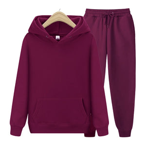 2022 new Men's ladies casual wear suit sportswear suit solid color pullover + pants suit autumn and winter fashion suit