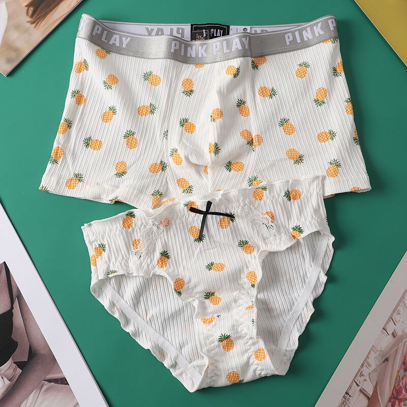 Cute Couple Underwear Set Men Boxer Shorts Loli Lace Panties Thread Cotton Panty Panties Cozy Lingerie Lovers Underwear Lingerie