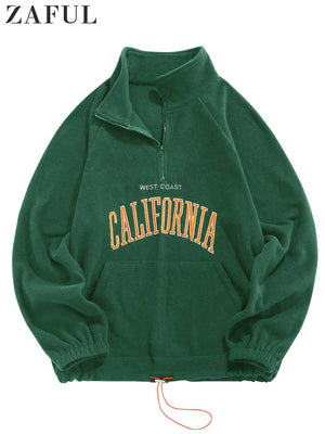 ZAFUL Men&#39;s Hoodies Fluffy Fleece Warm Sweatshirts Letters Embroidered Vintage Streetwear Pullover Sudaderas for Autumn Winter