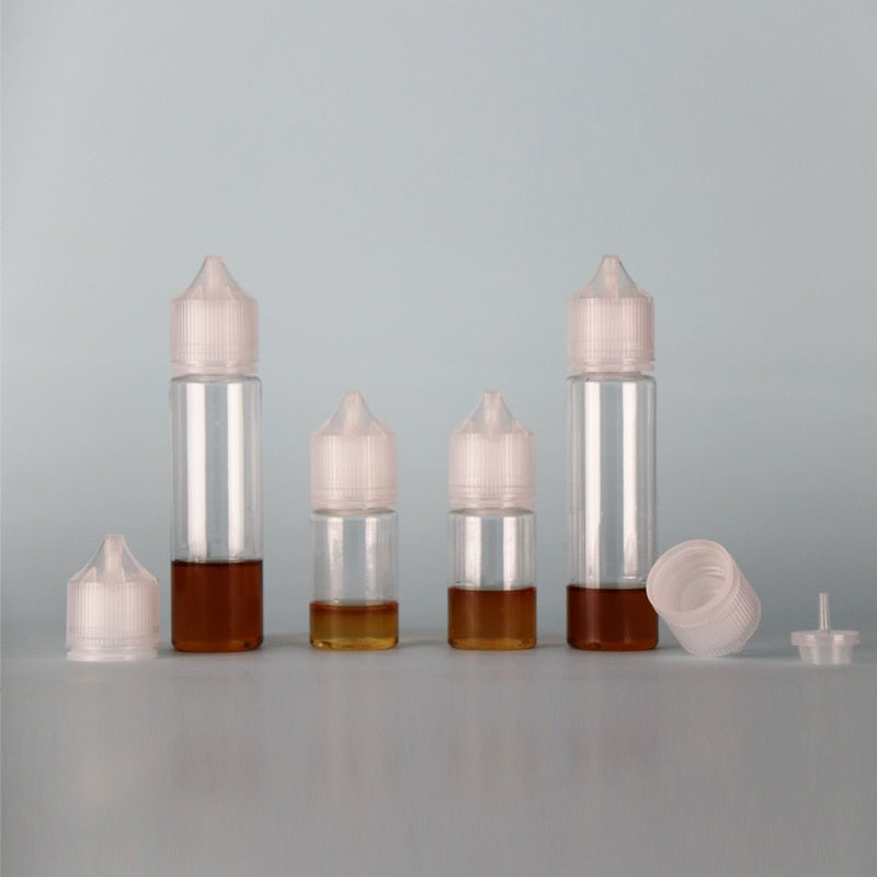 5PCS X 30ML 60ML 100ML 120ML PET Empty Plastic e Liquid Juice Oil Fat Vape Dropper Bottles Jars Clear Containers CRC Caps Tips