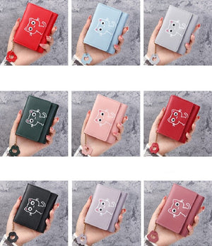 New Women&#39;s Wallet Cute Cat Short Wallet Leather Small Purse Girls Money Bag Card Holder Ladies Female Hasp 2022 Fashion