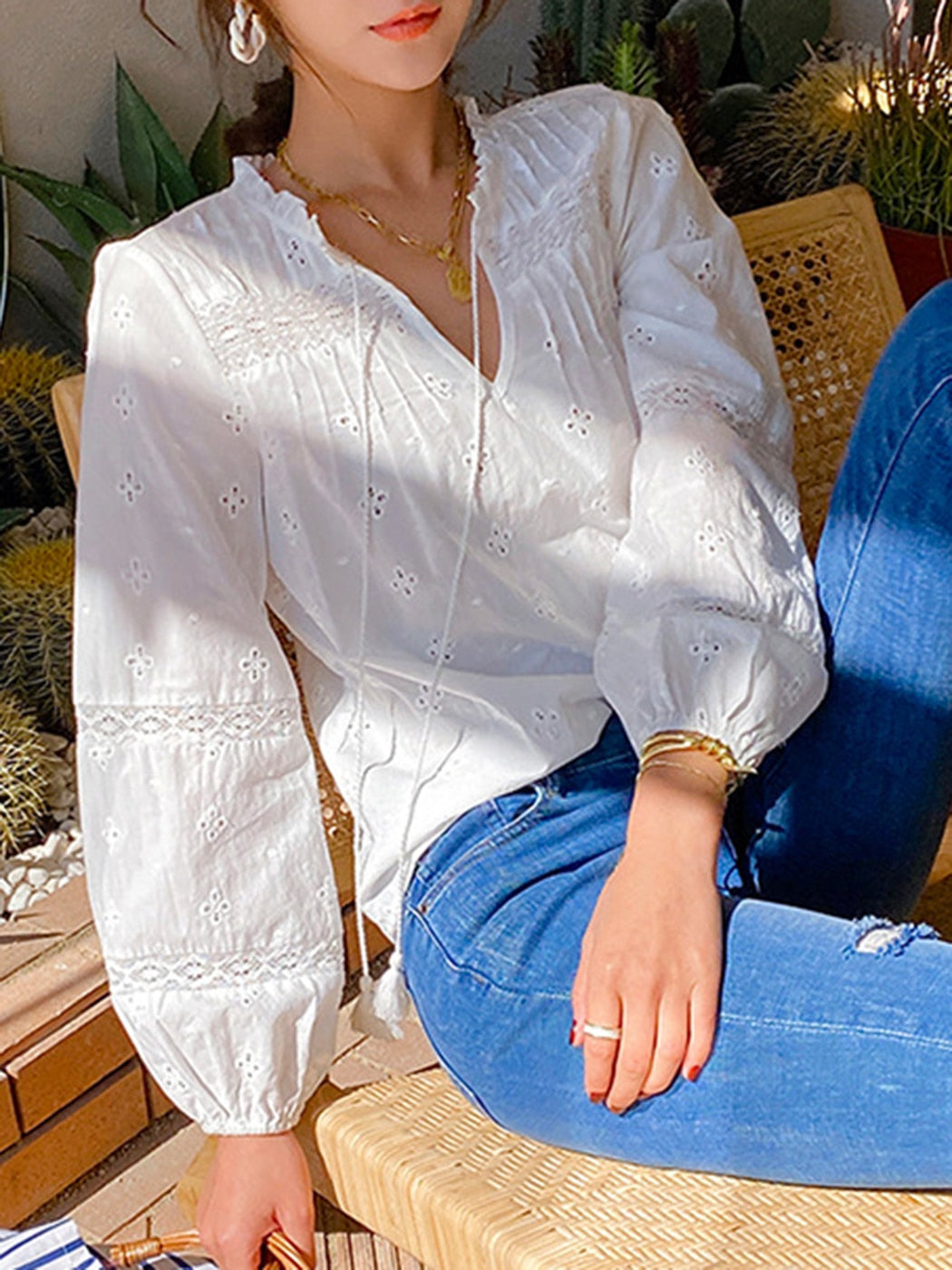 Jastie 2022 Spring Summer Blouse Shirts Women Long Sleeve Boho White Loose Blouses Shirt Women&#39;s Clothing Beach Tops Blusas