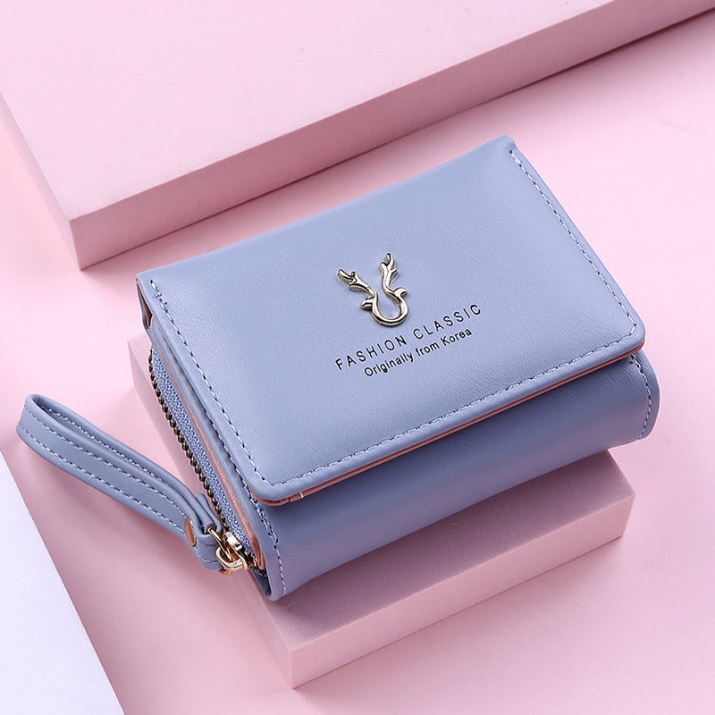 Antler Decoration Women&#39;s Wallet New Fashion Short Coin Purse Card Holder Small Ladies Wallet Female Hasp Mini Clutch
