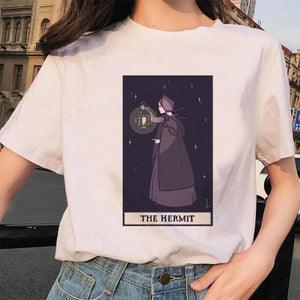Women&#39;s Tarot Card Flower Funny Time Ladies Cartoon Fashion Short Sleeve Summer Printed T-shirt Women&#39;s T-shirt Top Pattern.