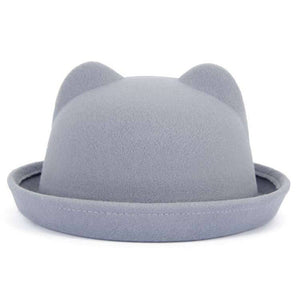 Adult Children Flat-top Fedora Hat Pure Color Imitation Wool Jazz Hat Wide Brim Ladies Elegant Round Hat Bowler Hat