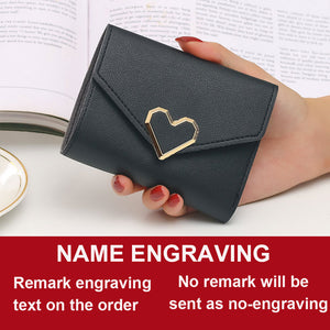 2022 New Short Women Wallets Free Name Engraving Kpop Heart-Shaped Cute Small Women&#39;s Wallet PU Leather Slim Simple Female Purse